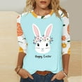 thumbnail image 2 of lcziwo Womens Easter Shirts Fashion 3D Bunny Rabbit Print Tshirts Loose Casual Round Neck 3/4 Sleeve Tops 2025 T-Shirt Vacation Outfits Light Blue XXL, 2 of 6