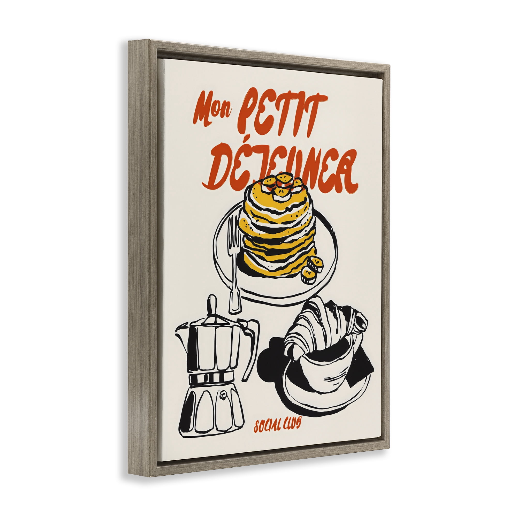 Stupell Industries My Breakfast Pancakes Spread Brown Framed Floater Canvas Wall Art, design by The Prints Vibe