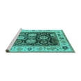 thumbnail image 2 of Ahgly Company Machine Washable Indoor Round Oriental Turquoise Blue Traditional Area Rugs, 5' Round, 2 of 4