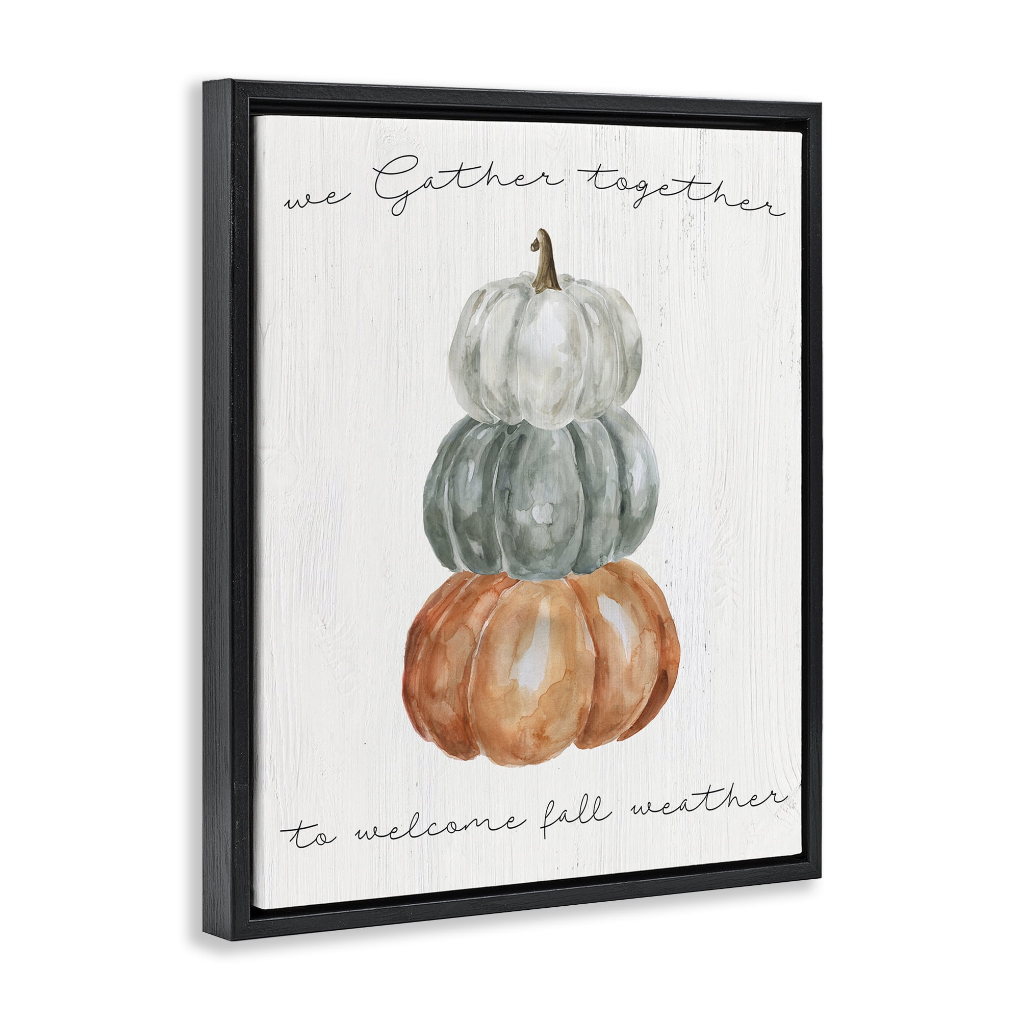 Stupell Industries Gather Together Fall Weather Black Framed Floater Canvas Wall Art, design by Livi Finn