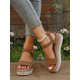 thumbnail image 2 of Women Studded Decor Ankle Strap Wedge Sandals, Fashion Summer Sandals, 2 of 4