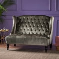 thumbnail image 3 of Grey Velvet Loveseat 2-Seater, Modern Glam Wingback Sofa with Button-Tufted Stitch, Soft Velvet Upholstery, Stylish Living Room Accent Couch, 50.25" W, 3 of 9