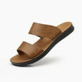 thumbnail image 5 of Xucatan Men's Leather Slip On Slides Sandals Comfortable Lightweight Open Toe Anti-Slip Flat Summer Casual Slippers Indoor Outdoor Trendy Walking Beach Sandals Gift, 5 of 7