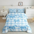 thumbnail image 4 of Manfei Princess Bowknot Comforter Sets Twin Size, Blue Comforters & Duvets, Kawaii Plaid Buffalo Reversible Bedding Twin Comforter Set, Super Cozy Bedroom Decoration, 2pcs, 4 of 8