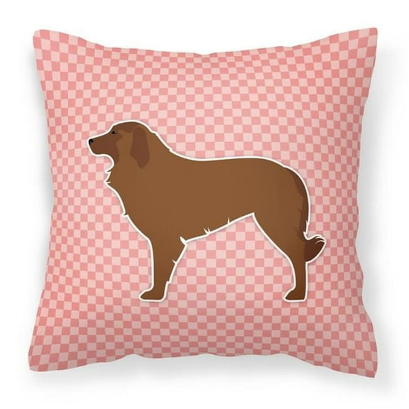 Carolines Treasures BB3631PW1818 Portuguese Sheepdog Dog Checkerboard Pink Fabric Decorative Pillow