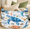 Multicolor 2, variant on Jiaoprinted Ocean Starfish Seashell Large Round Collapsible Storage Basket, 65L Fabric Storage Organizer Bin with Handles for Blankets Linens Clothes, 19.4" x 13.3" Coastal Beach