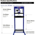 thumbnail image 3 of Acekid 12 Ton Hydraulic Shop Press - H-Frame w/Stamping Plates & Pressure Gauge - Adjustable Table for Car Repair - Blue Strap (Model: 12T), 3 of 7