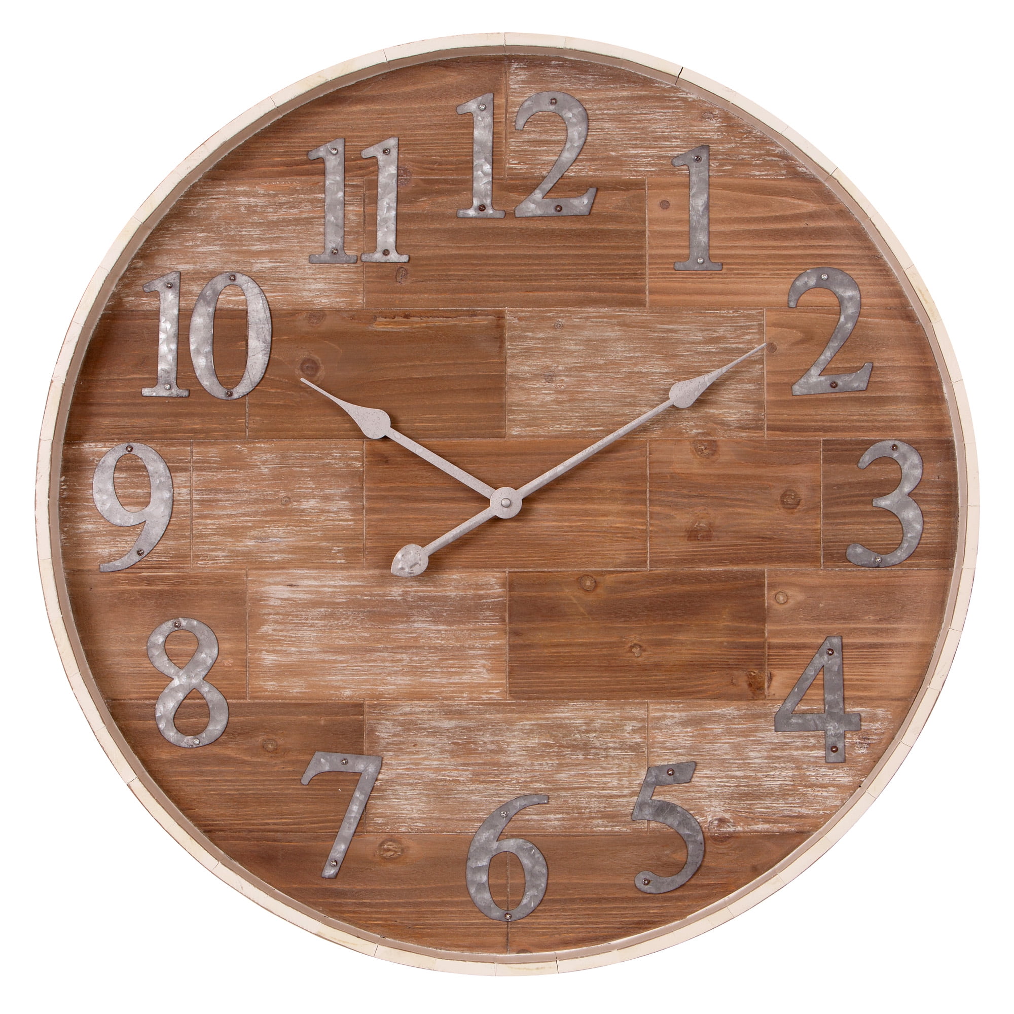 Patton Wall Decor 28" Rustic Shiplap Wood Barrel Wall Clock