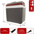 thumbnail image 6 of Koolatron 12V Electric Cooler, 24L (26qt) Thermoelectric Car Fridge, Self-Locking Handle, 12 Volt DC Connection, Plug In Iceless Portable Refrigerator, For Work Travel Vehicle Truck, Gray/Red, 6 of 6