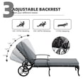 thumbnail image 2 of Aluminum Reclining Outdoor Chaise Lounge with Wheels and Cushions-Gray, 2 of 5