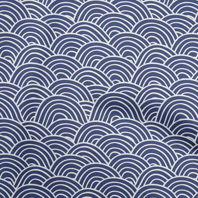 oneOone Polyester Spandex Medium Blue Fabric Asian Traditional Japanese Craft Projects Decor Fabric Printed By The Yard 56 Inch Wide