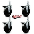 thumbnail image 2 of 5 Inch Hard Rubber Wheel Swivel 3/4 Inch Square Stem Caster Set with Brake SCC, 2 of 2