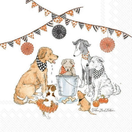 Boston International IHR 20-Count Beverage/Cocktail 3-Ply Paper Napkins, 5 x 5-Inches, Halloween Party Dogs