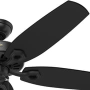 Hunter - Builder Indoor Ceiling Fan, 52-inch, Matte Black, Traditional-style, 3-speed WhisperWind Motor, 53243, for living rooms, bedrooms, home offices, kitchens