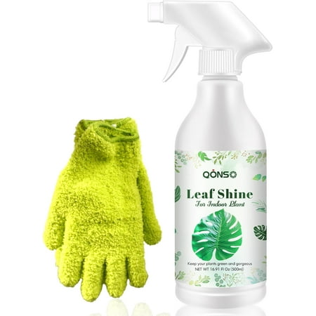 QONS Leaf Shine Spray - Ready-to-Use Gloss & Polish for Indoor Plants, Instant Glow Leaf Cleaner for Indoor Plants, Ideal for Fiddle Leaf Fig, Ficus Audrey, Monstera and More - 16.91 OZ