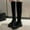 03 Black, variant on Babysbule Women's Boot Fashion and Winter European and American Round Toe Thick Heel Sleeve Over-the-knee Boots