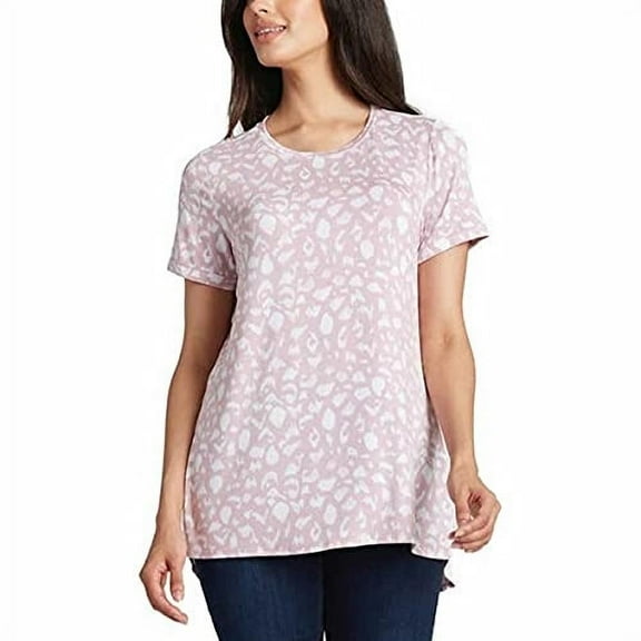 Ellen Tracy Women's Short Sleeve Blush Leopard Shirt, Small