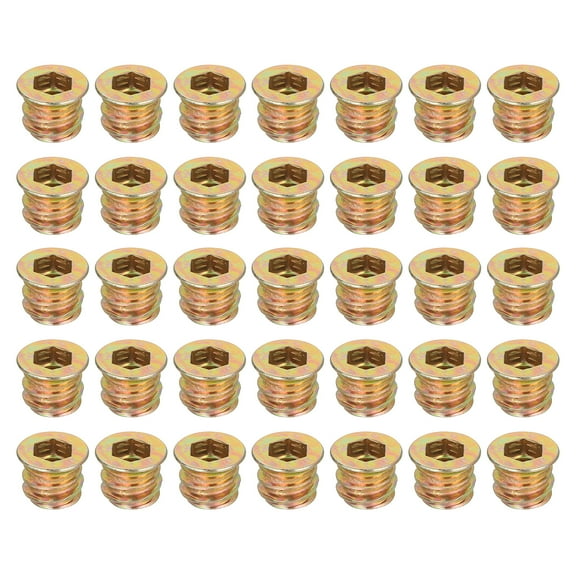 38Pcs Threaded Inserts Nuts, M6x10mm Hex Socket Drive Nut Inserts for Wood