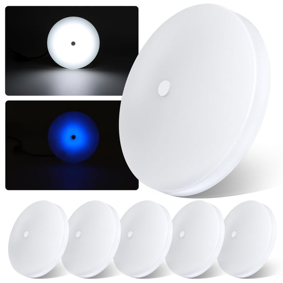 Luz LED de techo tipo domo acegoo de 11,4 cm, 12 V, CRI90+, paquete de 6, luz nocturna azul