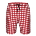 thumbnail image 3 of Saiise Maillot de Bain à Carreaux Rouges pour Hommes, Short de Bain Hawaïen avec Poches-Moyen, 3 of 6