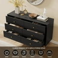 thumbnail image 3 of 6 Drawer Double Dresser for Bedroom, Black Dresser with Gold Handles, Black 6 Drawer with Fluted Panels for Bedroom, 3 of 16
