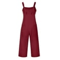 thumbnail image 6 of up to 60% off Gifts Usmixi Jumpsuits for Women Dressy Casual Solid Loose Pocket Adjustable Strap Maxi Jumpsuits Overalls Summer V-Neck Sleeveless Plain Long Formal Rompers Wine m, 6 of 6