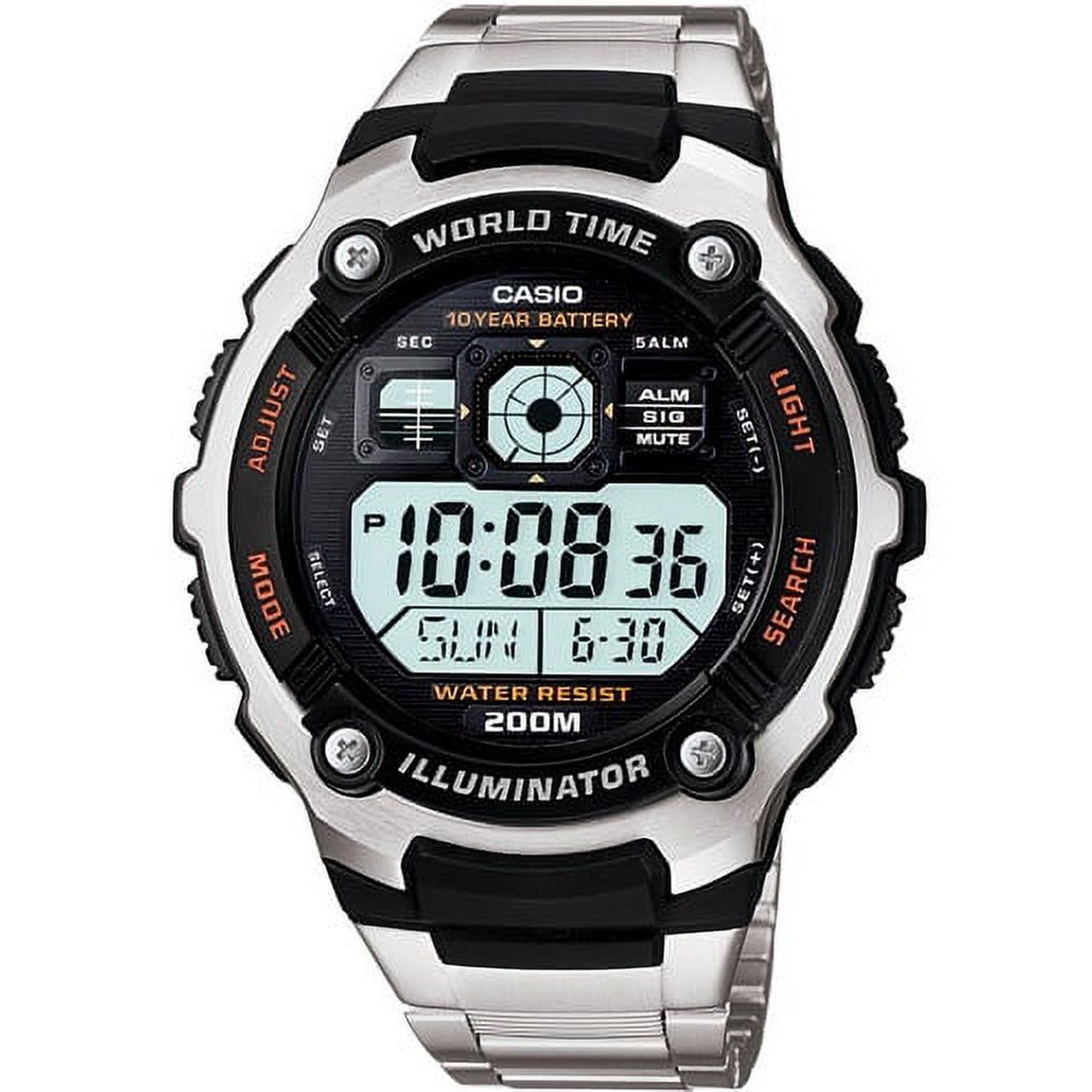 Casio Men's Multi-Functional Digital Silver Black Sport Watch AE-2000WD-1AVCF