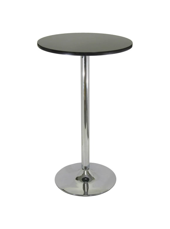 Winsome Spectrum 24" Round Contemporary Wood/Metal Pub Table in Black and Chrome