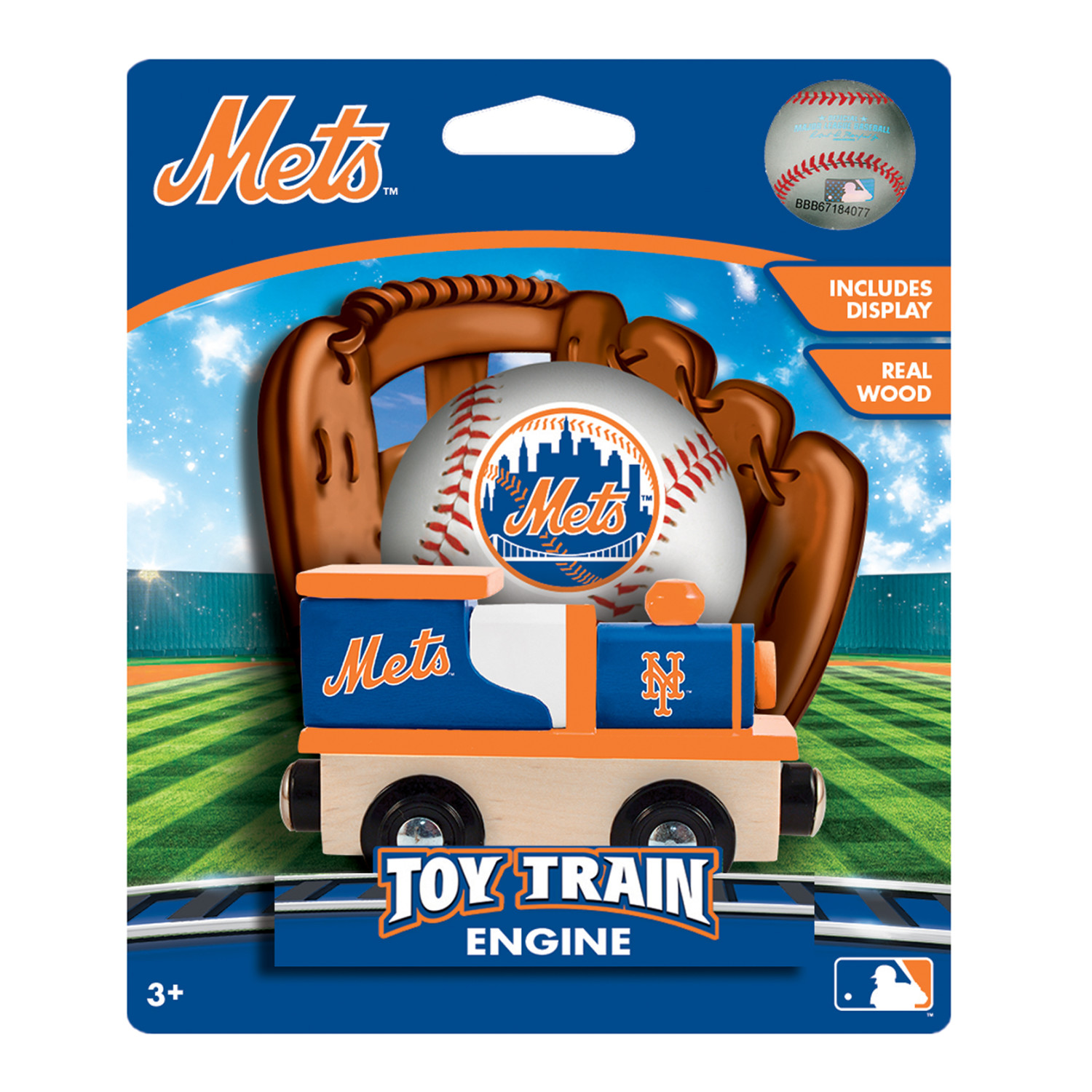 MasterPieces Officially Licensed MLB New York Mets Wooden Toy Train Engine For Kids - image 3 of 5