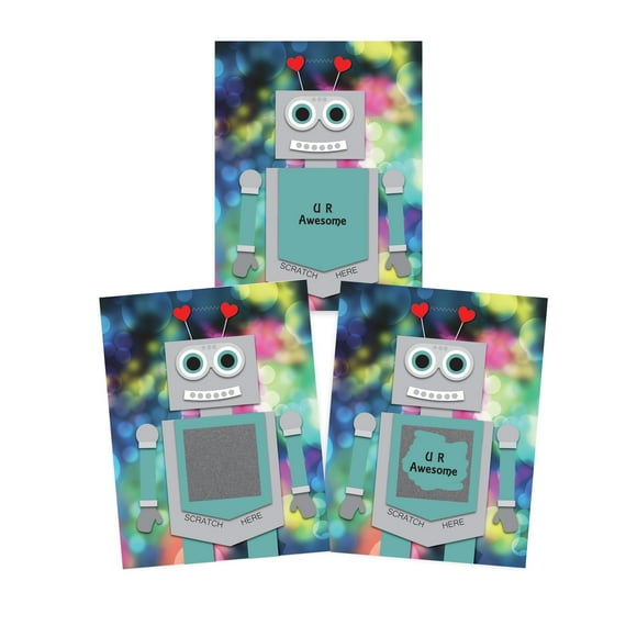 My Scratch Offs 25 Pack Robbie The Robot Valentine's Day Scratch Off for White Elephant Gift Ideas, Novelty, Funny Cards for Friends