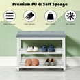 thumbnail image 6 of Yardi Yard 2-Tier Wooden Shoe Rack Bench with Padded Seat-White, Entryway Shoe Rack with Storage for Closet, 6 of 10