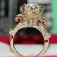 thumbnail image 2 of Ring Engagement Yellow Women's 3 White Round Moissanite Plated Ct 14K Cut Gold, 2 of 4