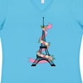 thumbnail image 4 of Inktastic Eiffel Tower in Paris with Flowers and Pink Banner Women's V-Neck T-Shirt, 4 of 5