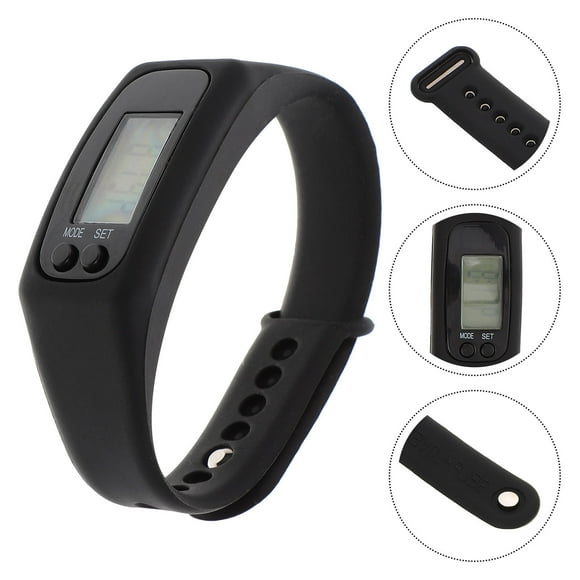 WEUVEB Walking Step Counter Steps Tracker Watch PU Black For Running 1Pack