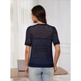 thumbnail image 4 of Jersey tipo cárdigan Jiflora para mujer, tejido a ganchillo, azul marino, talla S, 4 of 6
