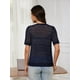 thumbnail image 4 of Jersey tipo cárdigan Jiflora para mujer, tejido a ganchillo, azul marino, talla S, 4 of 6
