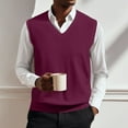 thumbnail image 6 of Huankd Men’s Knit Sweater Vest V Neck Relaxed Fit Sleeveless Pullovers Wine XL, 6 of 6