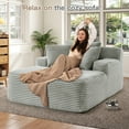 thumbnail image 6 of Muumblus Oversized Chaise Lounge Chair Indoor Furniture, No Assembly Required, Plush Corduroy Cloud Floor Sofa Bed for Living Room, Gray, 6 of 11