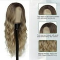 thumbnail image 2 of Zhuge Wavy Wig No Bangs Middle Parted Cosplay Hair for Daily Party,25.6in，Blonde A08, 2 of 2