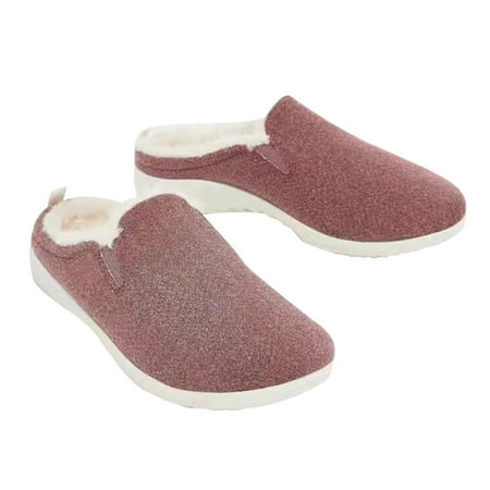

YOTAMI Womens Sandals Winter Plush Cotton Slippers Female Plus Size Couple Sandals Plus Velvet Keep-warm Cotton Shoes Pink
