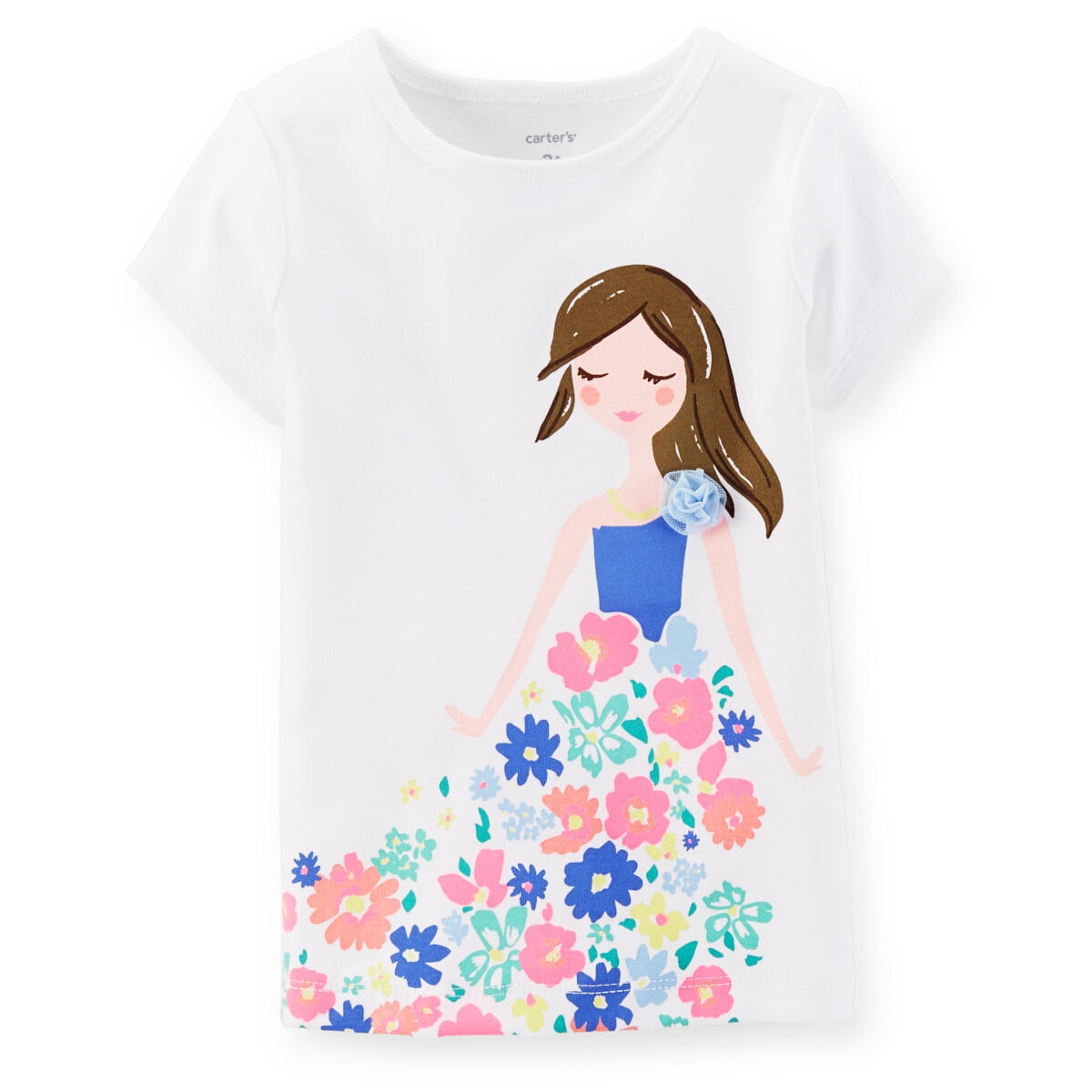 Carters Toddler Clothing Outfit Girls Flowery Girl Tee Ivory T-shirt