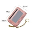 thumbnail image 2 of Leather key bag, leather zipper bank card bag-pink, 2 of 5
