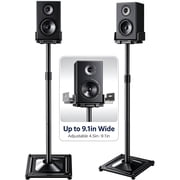 MountFTV Speaker Stands Height Adjustable,33.3" to 45.1",Floor Speaker Stand for Satellite & Studio & Bookshelf Speakers,up to 11lbs,for Surround Sound,1 Pair Black Stands