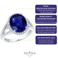 thumbnail image 4 of PEORA 14K White Gold Created Blue Sapphire and Lab Grown Diamond Designer Ring for Women, 7.65 Carats Total, 12x10mm Oval Shape, Sizes 5, 4 of 5