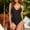 Black, variant on Babysbule Womens One Piece Swimsuits Women's Summer Bikini Push-Up Irregular Color Matching Padded Swimwear Beachwear Set