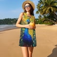 thumbnail image 3 of Defioc Peacocks Pattern Women's Summer Dresses 2025 Beach Casual Sleeveless Tank Loose Sundress Beach Vacation Clothes with Pocket -Medium, 3 of 7