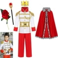 thumbnail image 2 of Disfraz de rey medieval para niños, disfraz de cosplay para Navidad, Halloween, carnaval, conjunto para niños, traje de juego de rol de rey real y príncipe, 2 of 5