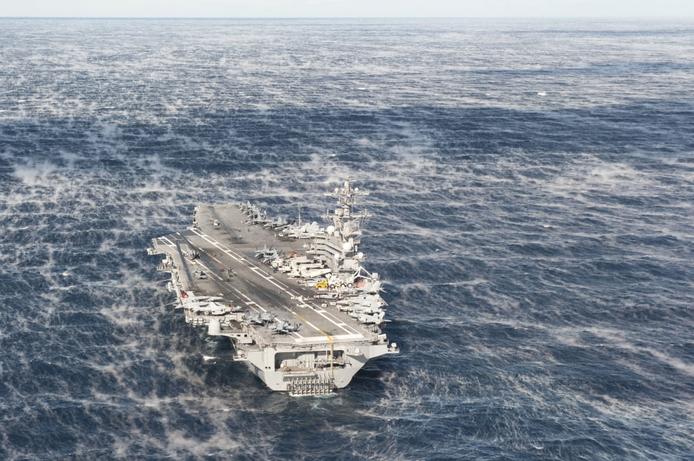 USS George HW Bush sails in the Atlantic Ocean Canvas Art - Stocktrek Images (34 x 23)