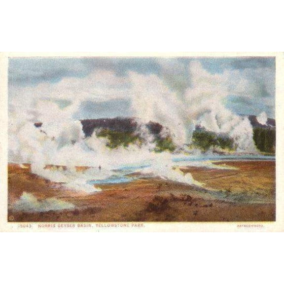 Yellowstone National Park Norris Geyser Basin vintage 1930s postcard