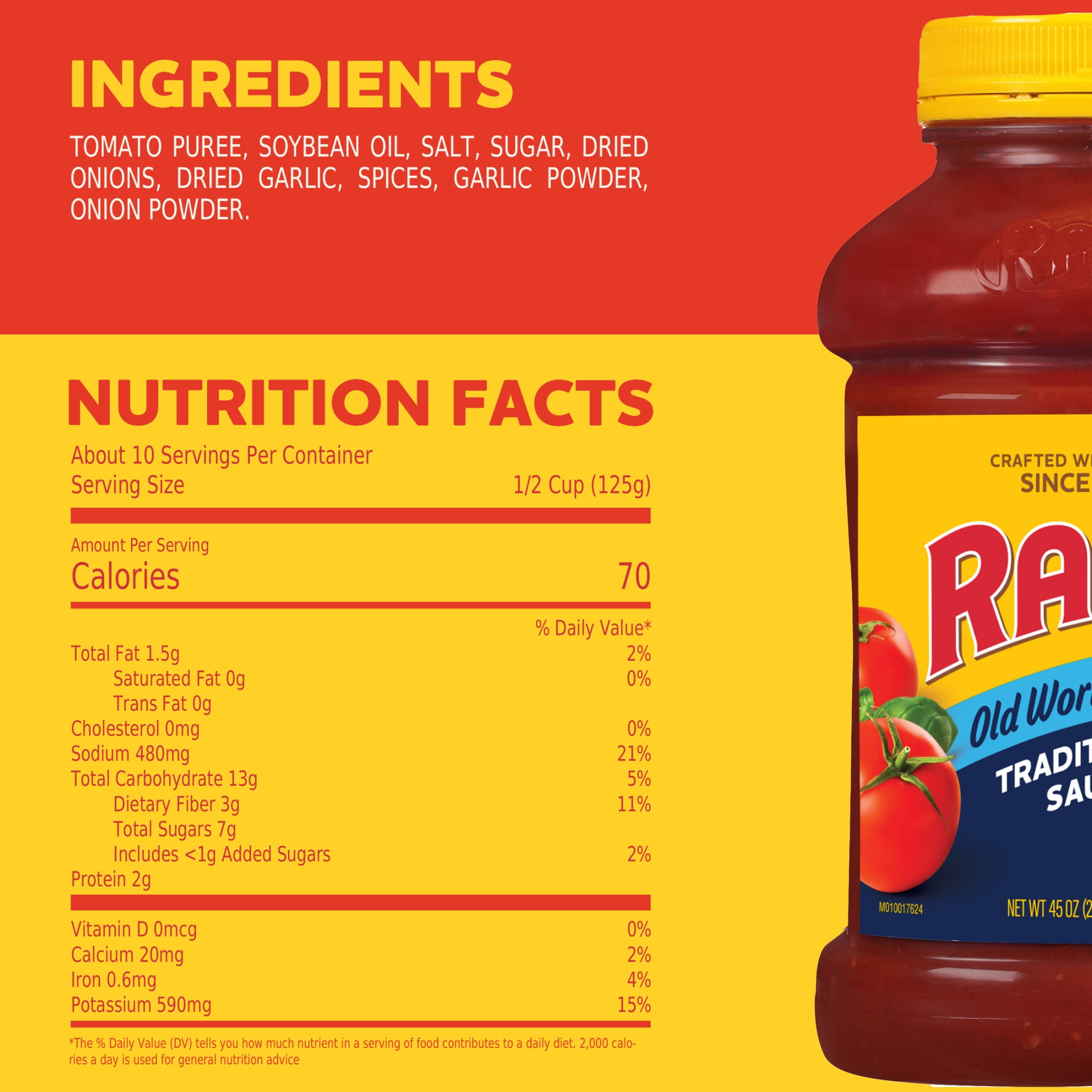 (4 pack) RAGU Old World Style Traditional Pasta Sauce, 45 oz